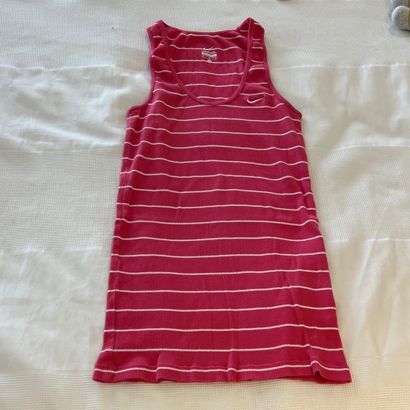 Nike Women's Pink and White Striped Athletic Tank Top - Picture 4 of 5